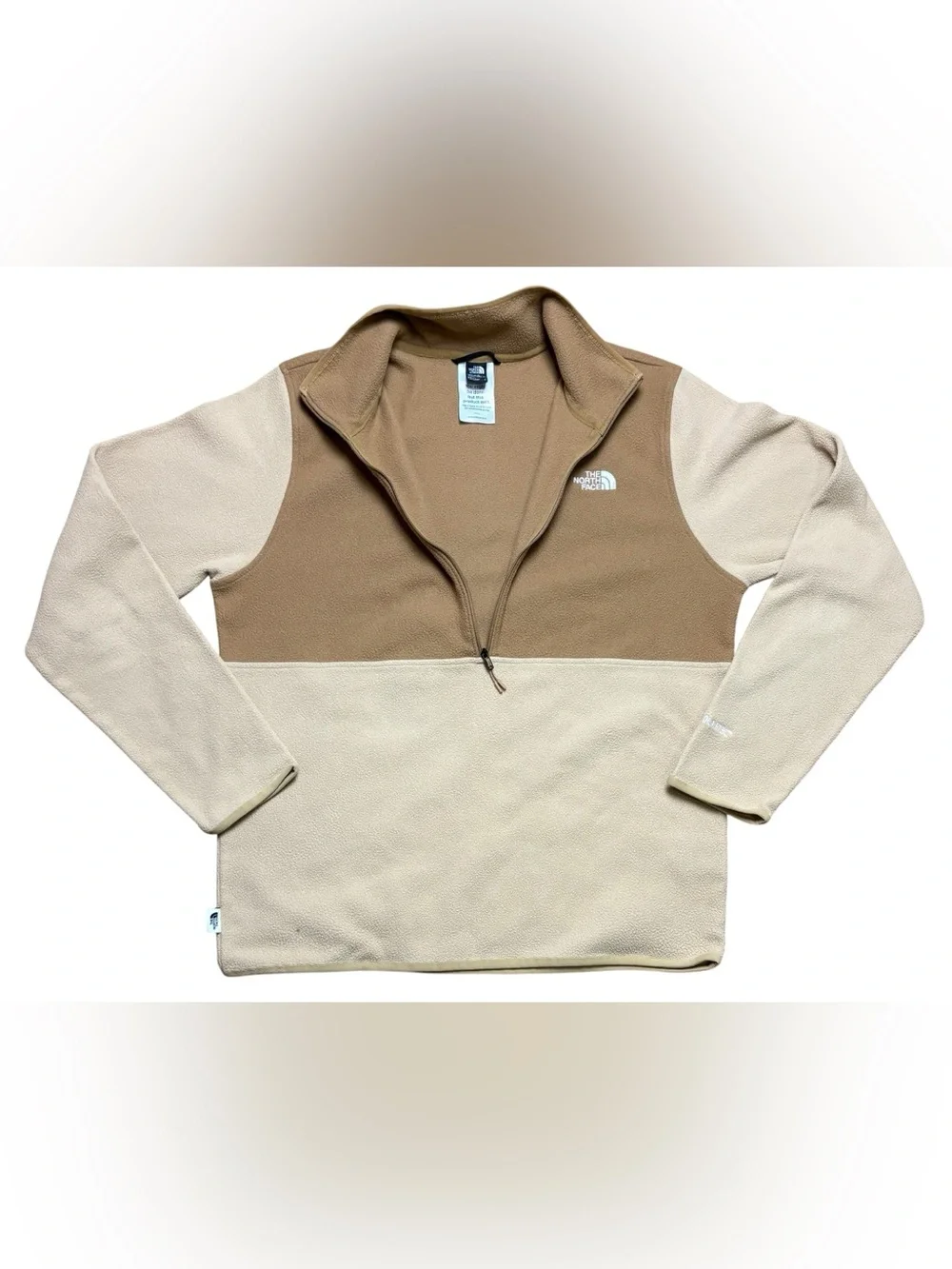 The North Face Men’s Two-Tone Half-Zip polartec Fleece Pullover - Brown/Cream